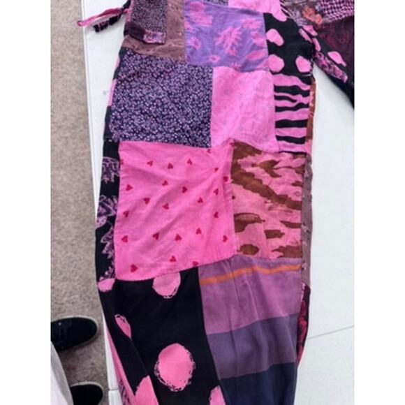 Patchwork Pants, Boho, Gypsy, Elastic Waist, Side Pockets, Multicolor, Artsy - Picture 2 of 9